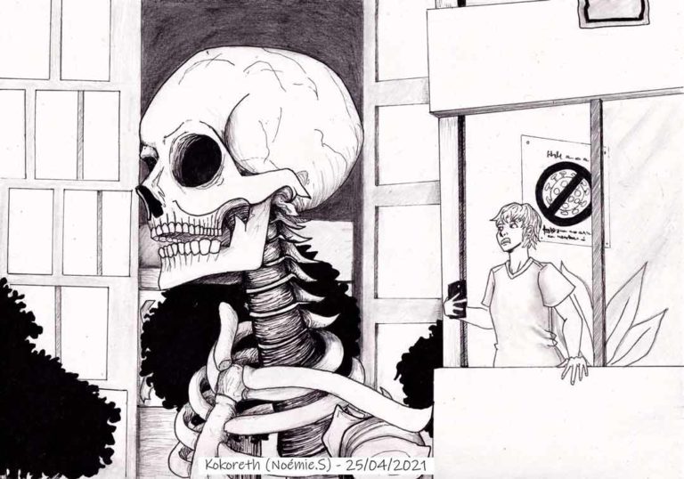 Le Squelette affamé - Illustration traditionnelle par Kokoreth