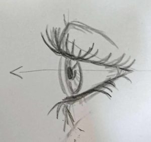 tutoriel de l'oeil en vue de profil - peaufinage des paupières, cils etc..
