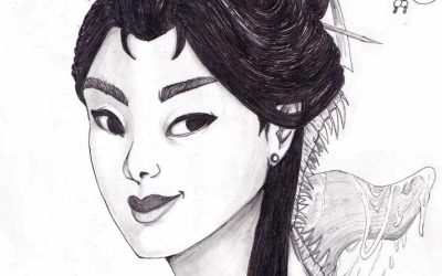 La femme à deux bouches - Illustration traditionnelle par Kokoreth