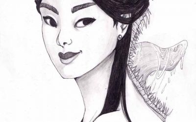 La femme à deux bouches - Illustration traditionnelle par Kokoreth